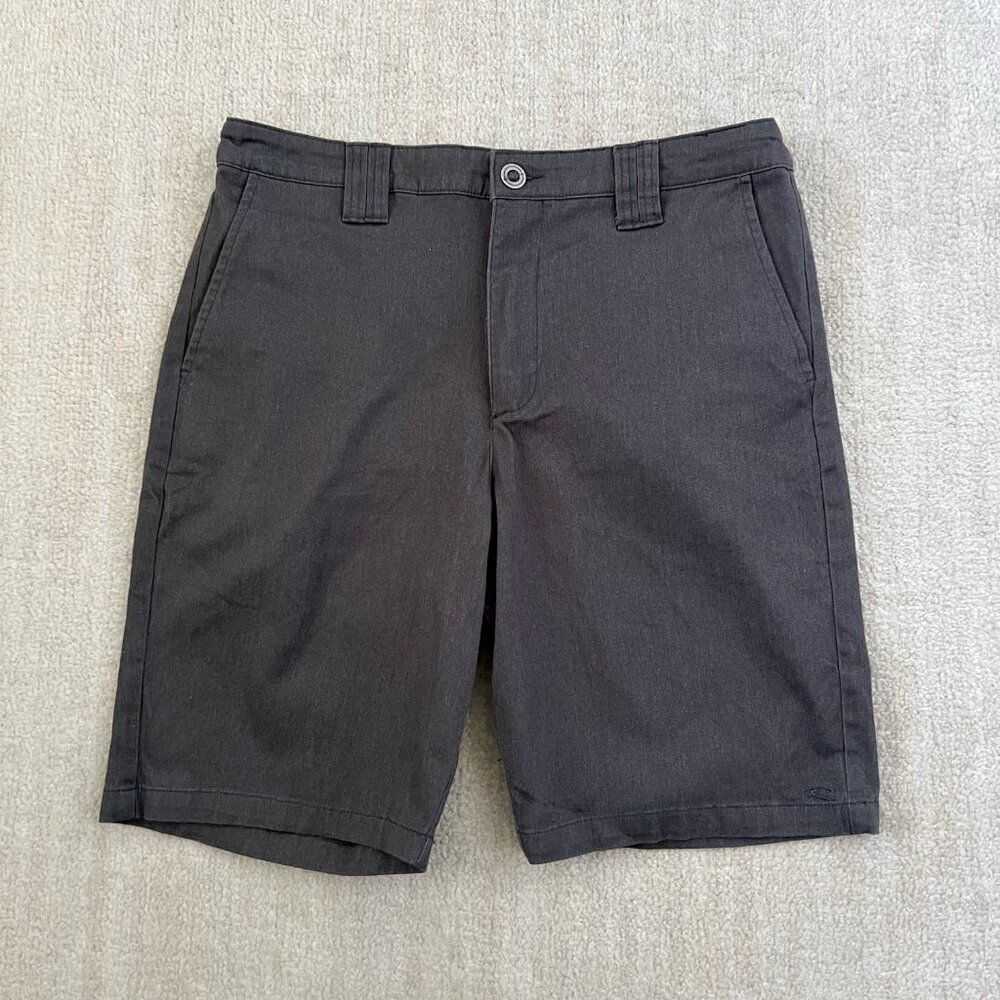 O’Neill Standard Fit Flat Front Cotton Blend Gray Shorts 33